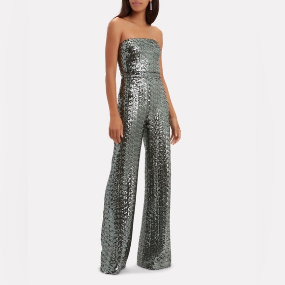 ALEXIS *Carleen* gunmetal sequin strapless party jumpsuit S - Picture 3 of 11
